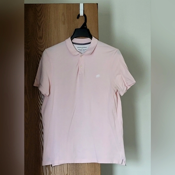 Banana Republic Pink Organic Cotton Elephant Logo Men Polo Shirt Size Large - Picture 2 of 12